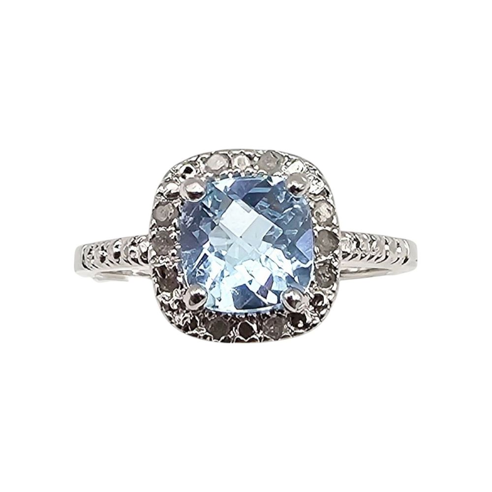 Lot 430: DBJ Topaz Diamond Sterling Silver Cocktail Ring Size 7.5 3.2 G