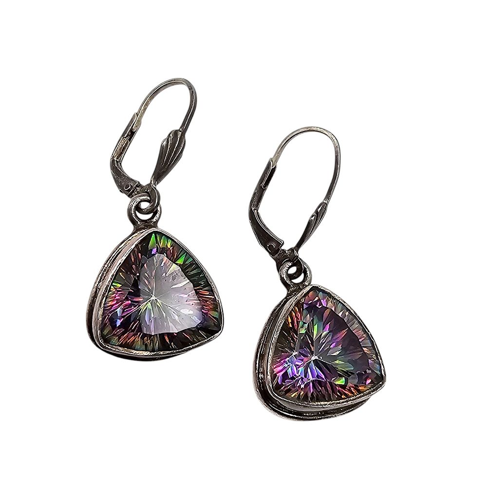 Lot 431: Multi Color Tourmaline Sterling Silver Drop Dangle Earrings 9.7 G
