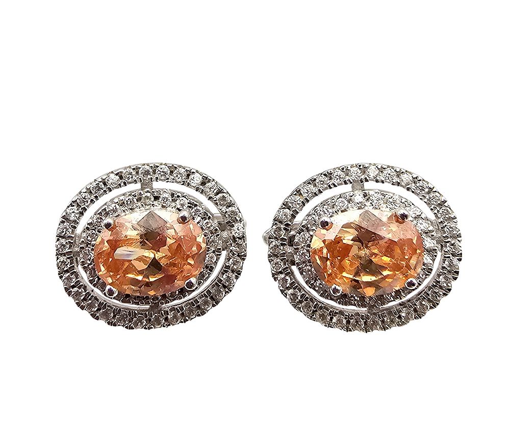 Lot 440: G Cubic Zirconia Sterling Silver Earrings 5.2 G