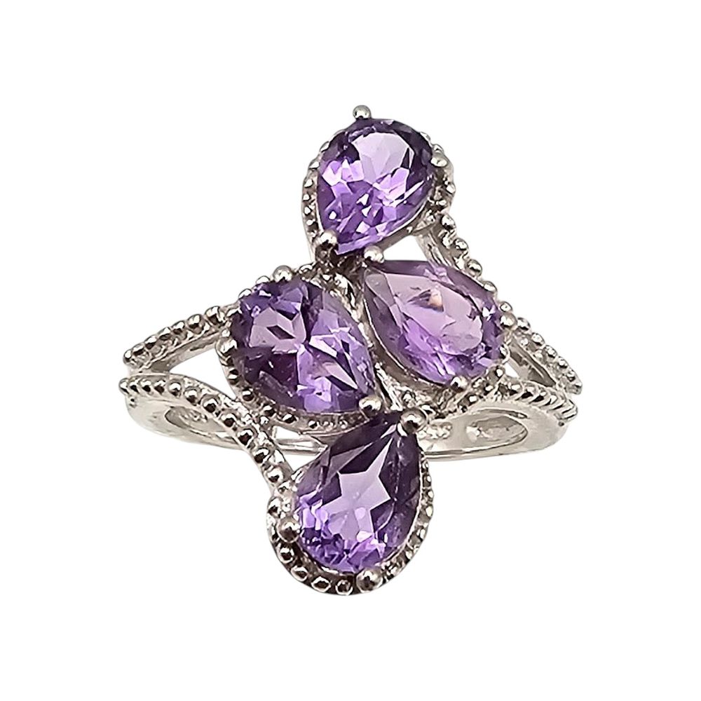 Lot 444: Karis Amethyst Sterling Silver Cocktail Ring Size 6.75 3.8 G