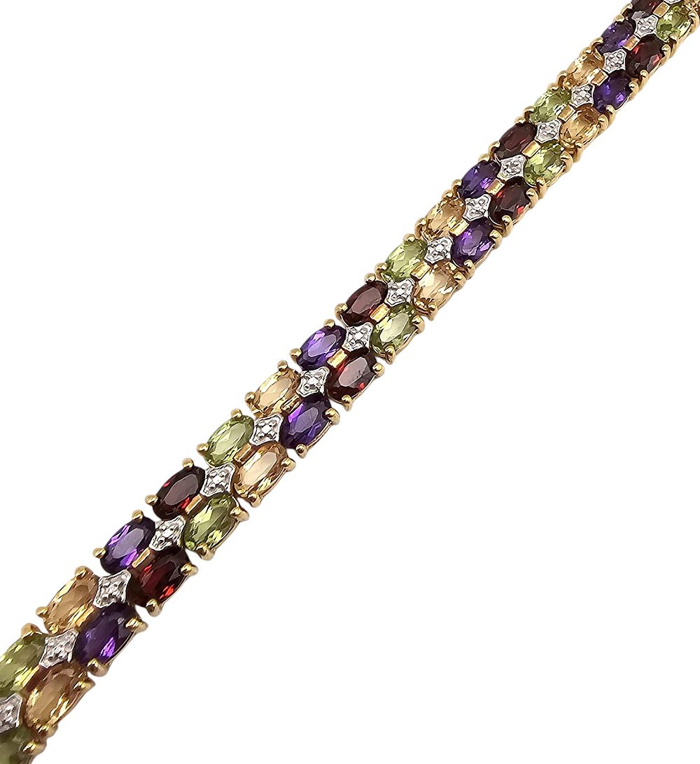 Lot 449: PAJ Multi Gemstone Gold Over Sterling Silver Tennis Bracelet 20 G