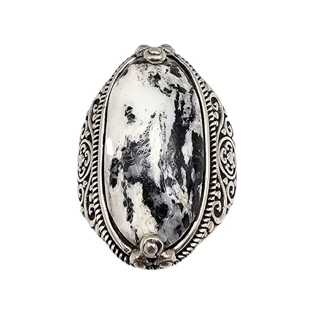 Lot 469: D'Joy Dendritic Opal Sterling Silver Ring Size 8 10 G