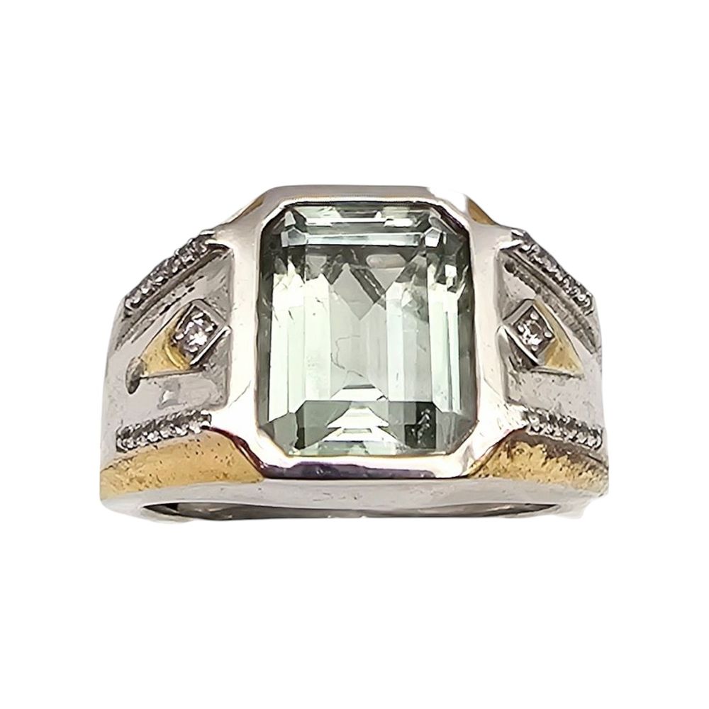 Lot 470: D'Joy Green Amethyst Sterling Silver Cocktail Ring Size 9.5 9.5 G