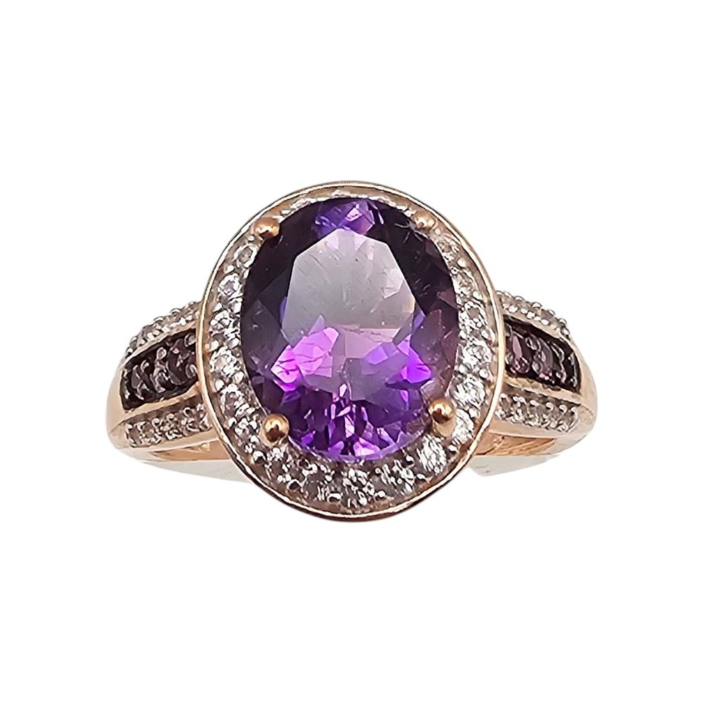 Lot 474: D'Joy Amethyst Rhodolite Zircon Rose Gold Over Sterling Silver Cocktail Ring Size 9.5 5.2 G