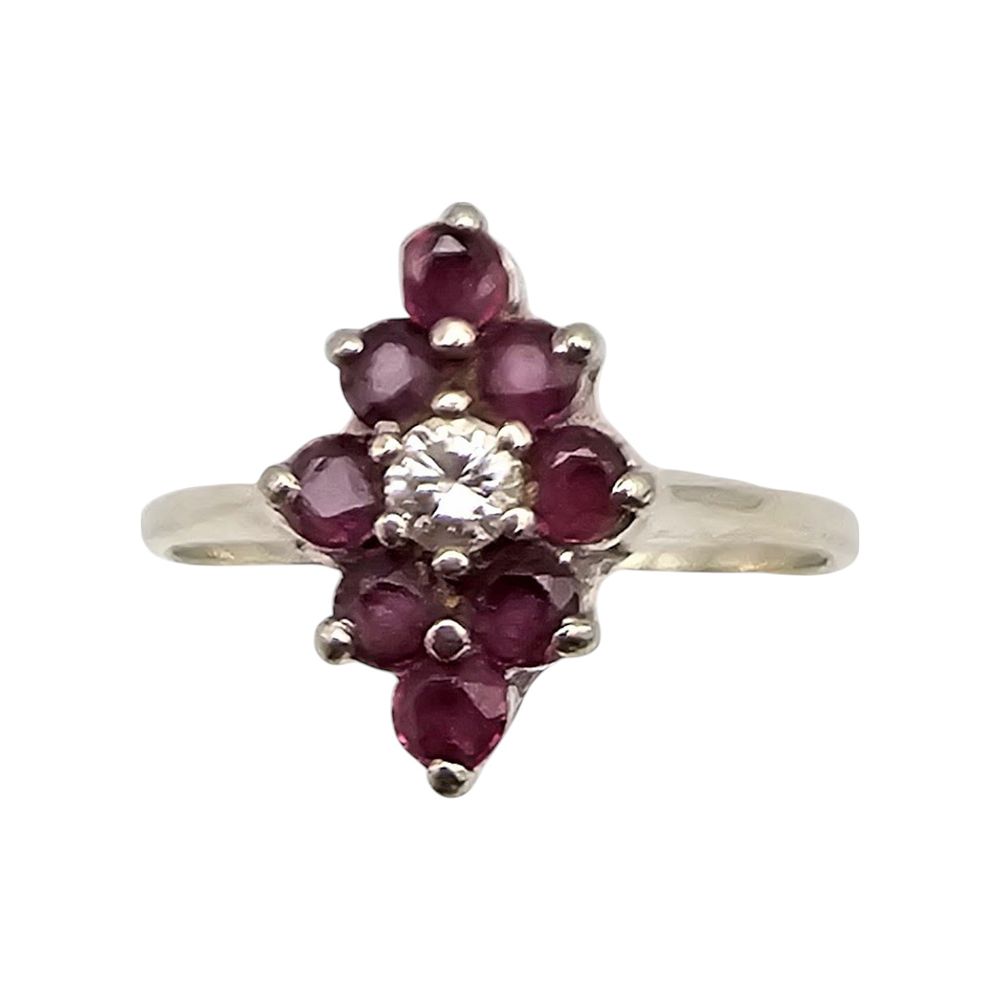 Lot 512: Worn Off Signature Ruby Diamond 14K Gold Cocktail Ring Size 9 2.8 G