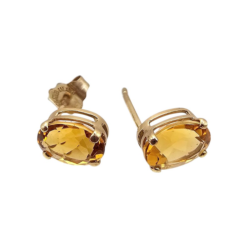 Lot 519: Mexico Citrine 10K Gold Earrings 0.7 G