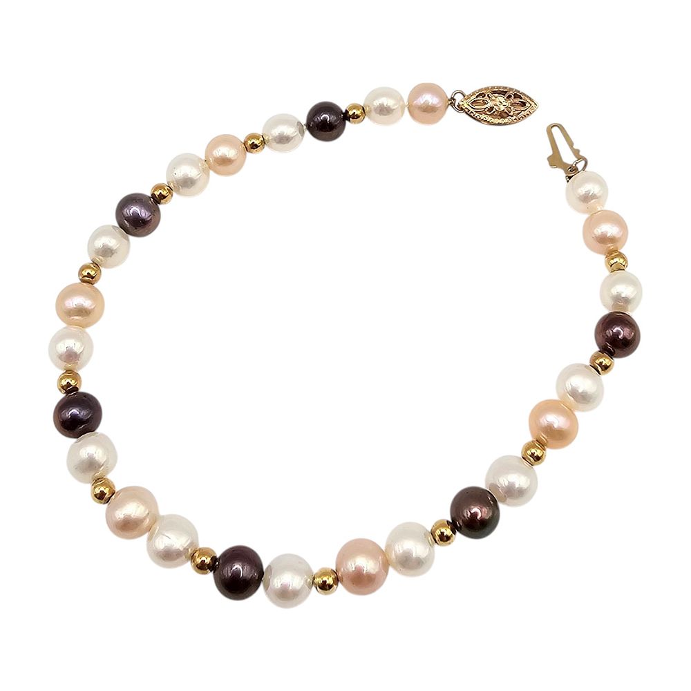Lot 559: 14K Gold Pearl Bracelet 7.1 G