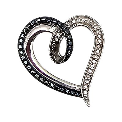 JWBR Diamond Sterling Silver Heart Pendant 2.2 G