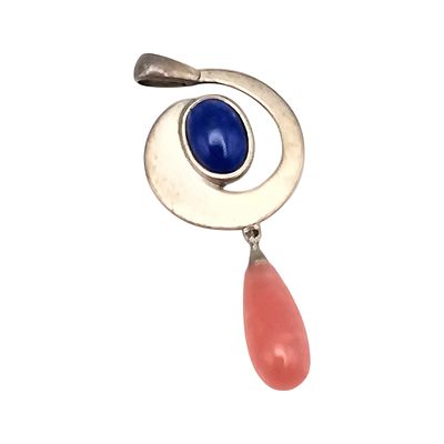 CY Sodalite Rose Quartz Sterling Silver Pendant 3.8 G