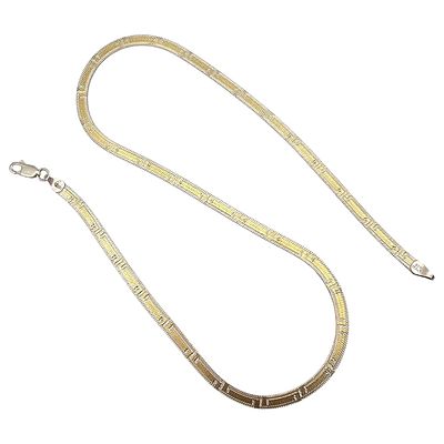 Italy Sterling Silver Flat Herringbone Necklace 11.1 G