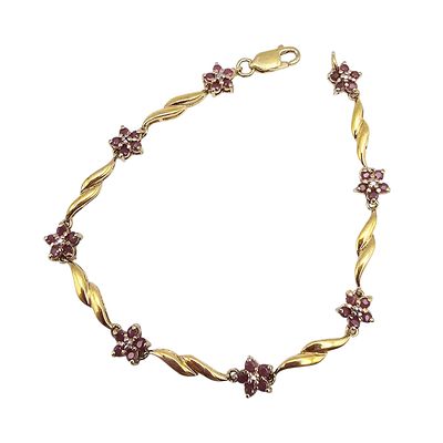 Ross Simons Ruby Diamond Gold Over Sterling Silver Tennis Bracelet 8 G