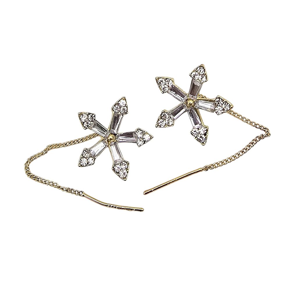 Lot 188: Rhinestone Gold Over Sterling Silver Threader Earrings 2.2 G