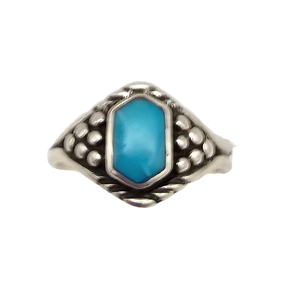 Lot 164: DMT Southwestern Turquoise Sterling Silver Ring Size 6.75 2.3 G