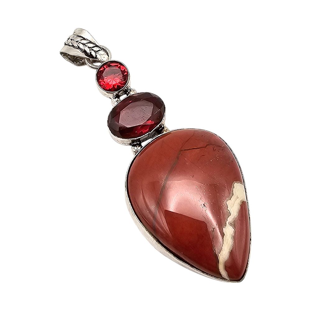 Lot 166: Southwestern Rhinestone Jasper Sterling Silver Pendant 20 G