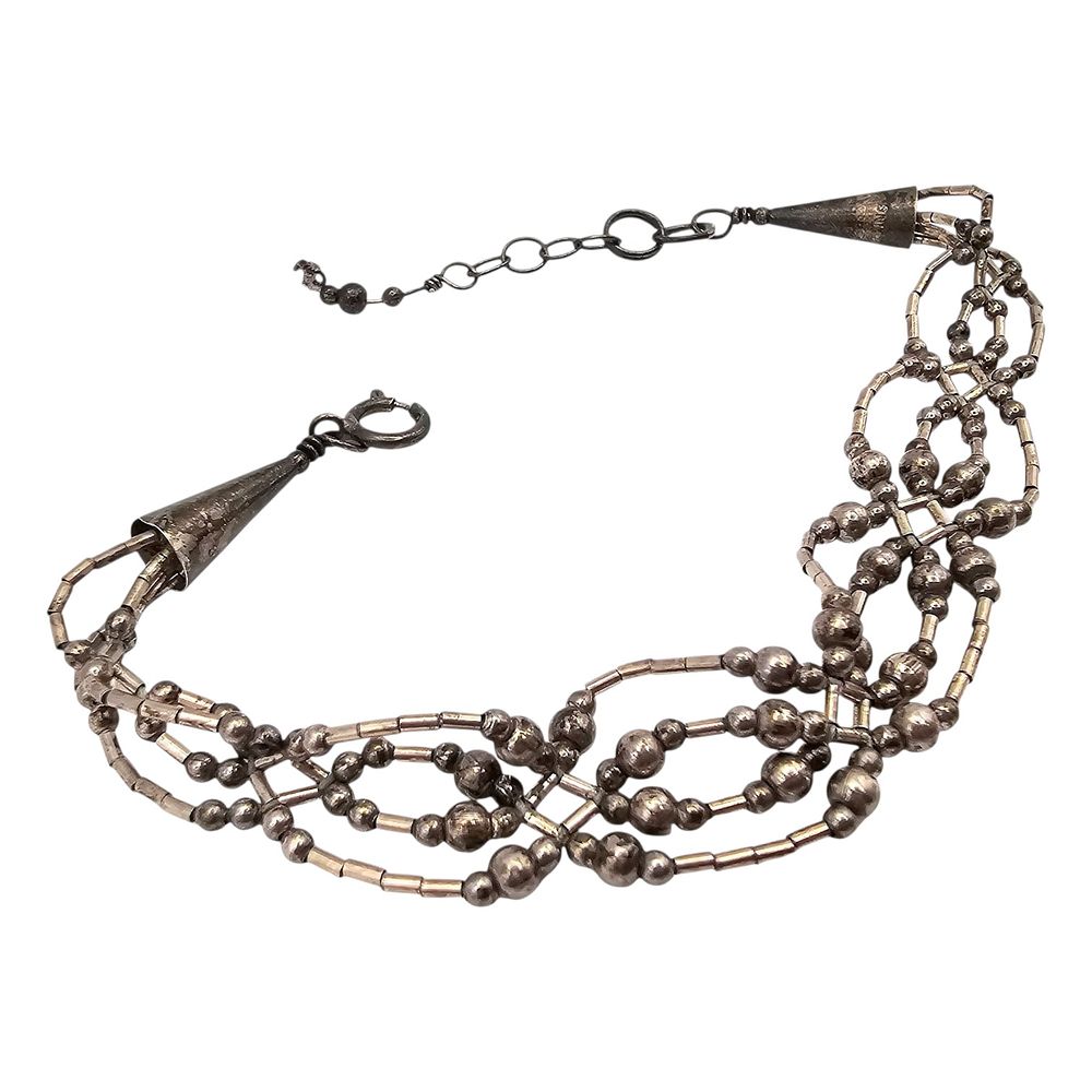 Lot 175: Southwestern Liquid Silver Sterling Silver Multi Strand Bracelet 5.5 G