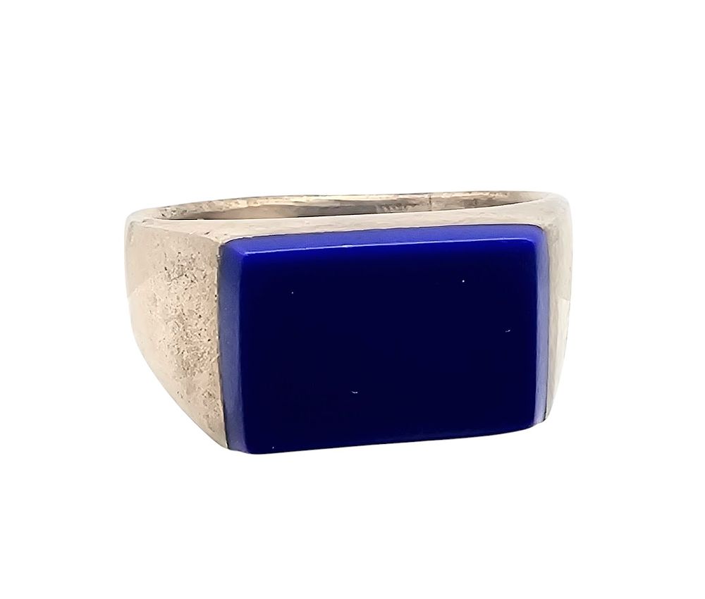Lot 204: Signed Southwestern Sodalite Sterling Silver Ring Size 13.5 11.2 G
