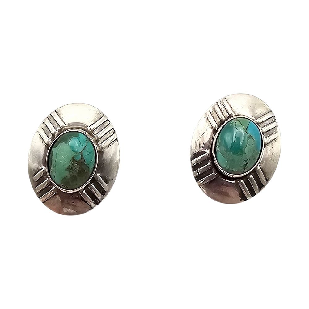 Lot 209: Southwestern Turquoise Sterling Silver Earrings 2.9 G