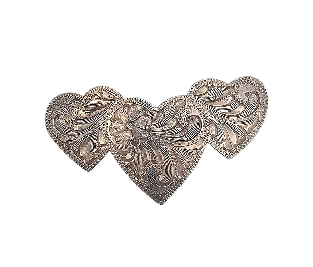 Lot 386: VOGT Mexico Sterling Silver Triple Heart Pendant 4.4 G