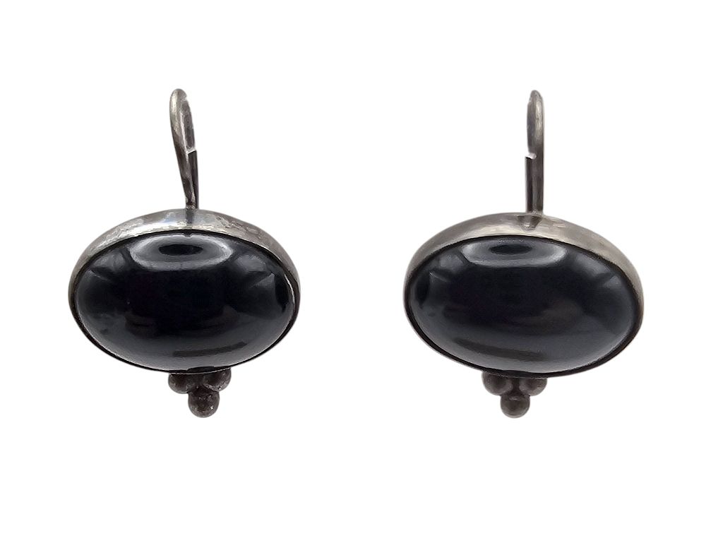 Lot 389: Mexico Onyx Sterling Silver Drop Dangle Earrings 7.3 G