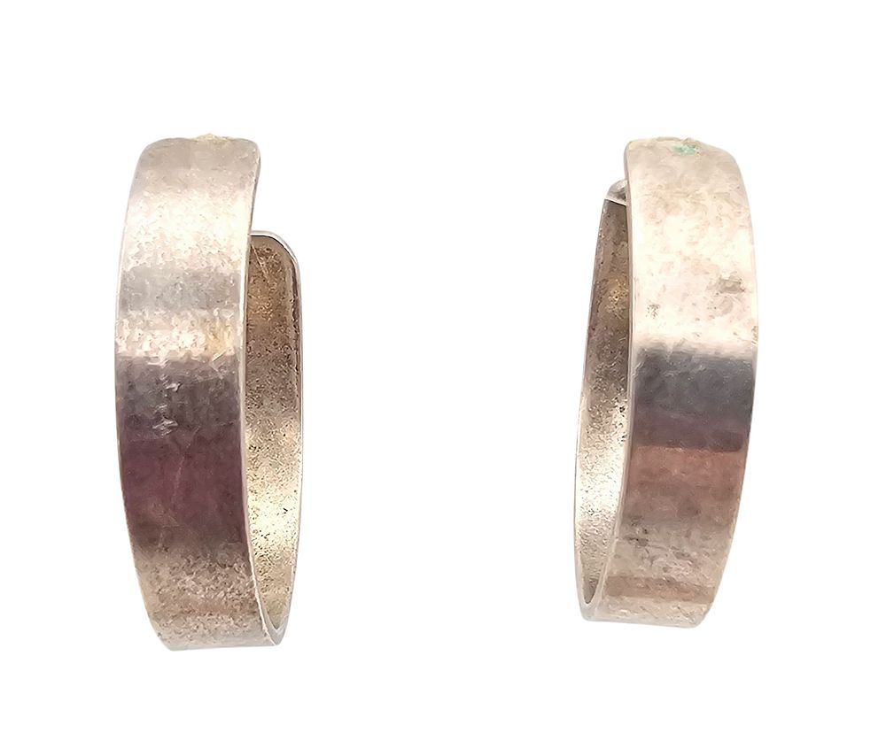 Lot 393: Mexico Taxco TR-756 Sterling Silver Hoop Earrings 11.8 G