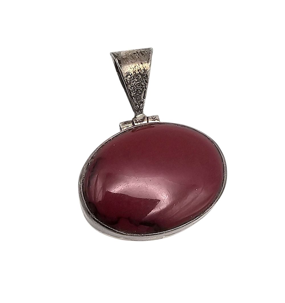 Lot 420: Mexico Jasper Sterling Silver Hinge Pendant 12.3 G