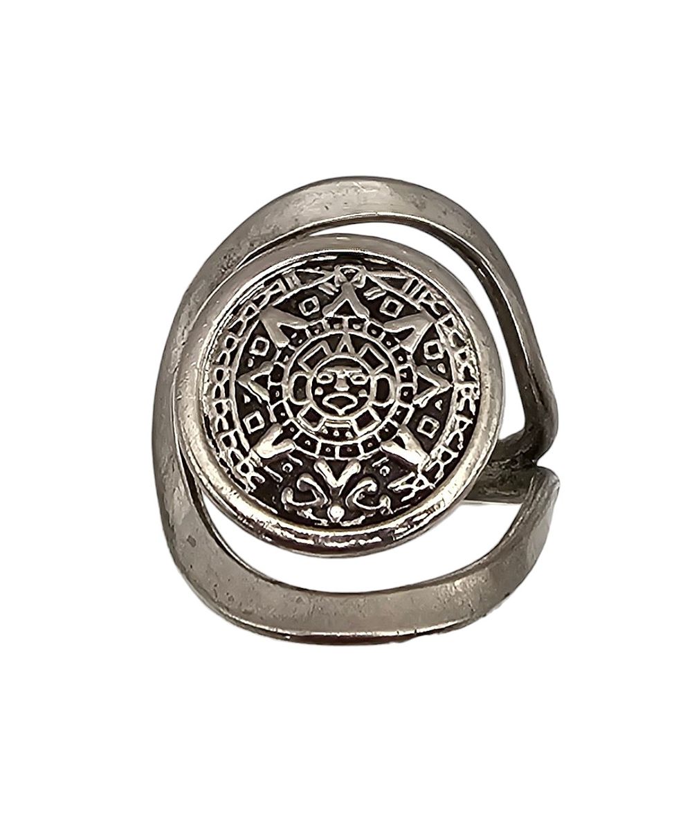 Lot 425: Mexico Sterling Silver Aztec/Mayan Style Ring Size 7 6 G