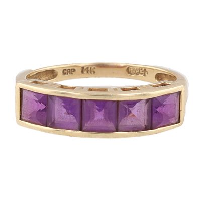 CRP LT Amethyst 14K Gold Cocktail Ring Size 6.75 2.3 G Approximately 1.2 TCW