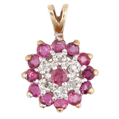 GTR Diamond Ruby 10K Gold Pendant 1.6 G Approximately 0.18 TCW 0.65 TCW