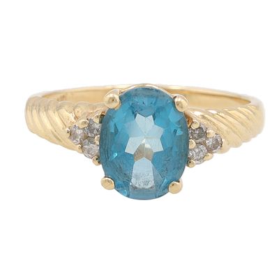 JED Topaz Diamond 14K Gold Cocktail Ring Size 6.5 3.2 G Approximately 1.5 TCW