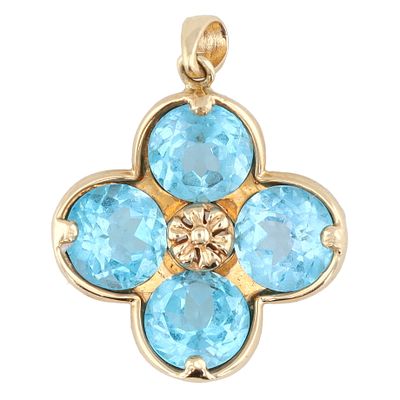 Mexico Topaz 14K Gold Flower Pendant 3.9 G Approximately 6 TCW