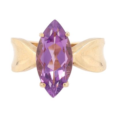 Amethyst 14K Gold Cocktail Ring Size 5.5 3.3 G Approximately 3 TCW