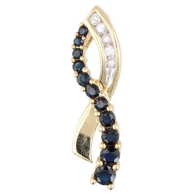 WS Sapphire White Topaz 10K Gold Pendant 2.1 G Approximately 0.15 TCW 0.61 TCW