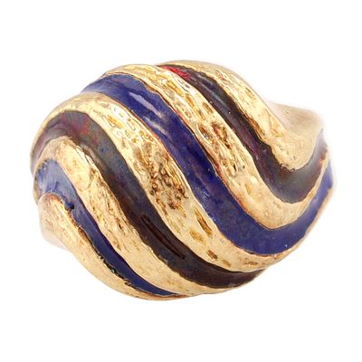 COST Enamel 14K Gold Cocktail Ring Size 6 6.04 G