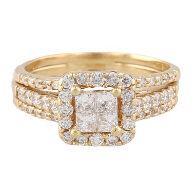 F. D. Diamond 14K Gold Cocktail Ring Size 7.75 6.7 G Approximately 3.02 TCW