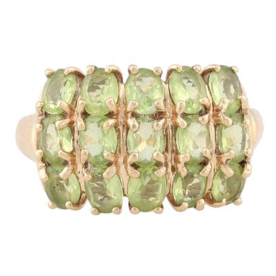 F Peridot 10K Gold Cocktail Ring Size 7 3.3 G Approximately 2.25 TCW