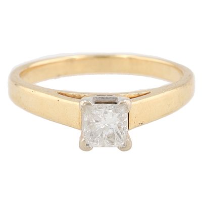 ZEI Diamond 14K Gold Solitaire Ring Size 6.75 3.5 G Approximately 0.59 G
