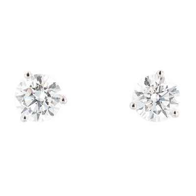 Lab Diamond 14K White Gold Stud Earrings 0.7 G Approximately 1.5 TCW