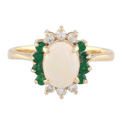 JTC Opal Diamond Tourmaline 14K Gold Ring Size 5.75. JTC 35 Opal Diamond Tourmaline 14K Gold 