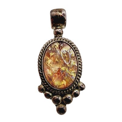 Signed 'ATI' Mexico Sterling Glass Pendant 9g