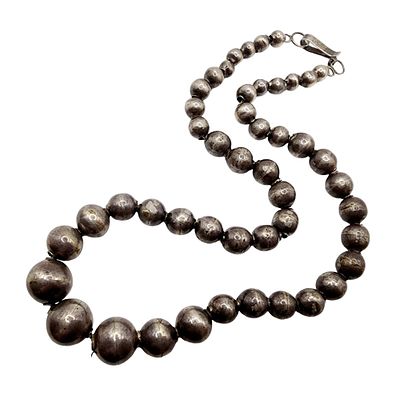 Mexico Vintage Sterling Bead Necklace 20.6g