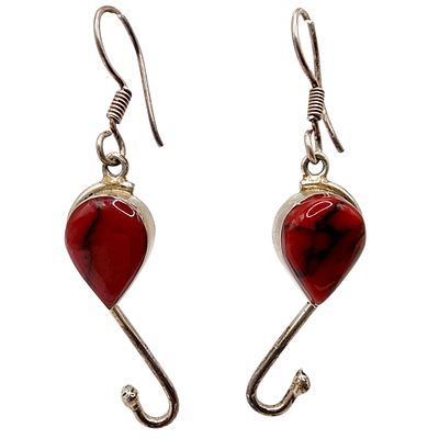 Mexico Vintage Sterling Red Jasper Earrings 5.2g