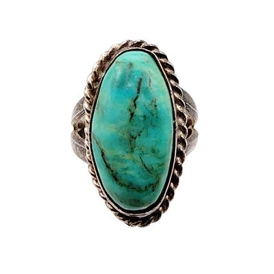 Southwest Sterling Turquoise Ring Sz 5 4.1g