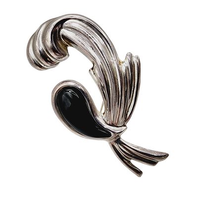 Taxco TJ-30 Mexico Onyx Swirl Pendant-Brooch 20.7g