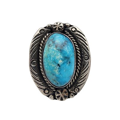 Vintage Southwest Sterling Turquoise Ring Sz 9 7g