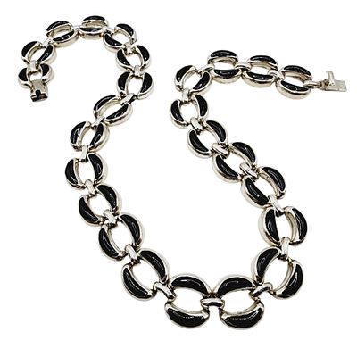 950 Taxco TS-108 Heavy Onyx Vintage Sterling Necklace 118.1g