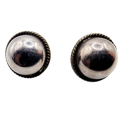 Taxco TA-70 Mexico Vintage Sterling Dome Earrings 7.9g