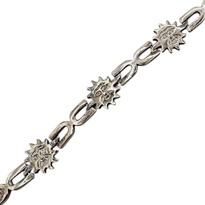 Vintage Mexico Sterling Celestial Sun Link Bracelet 23.9g