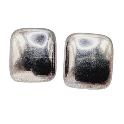Signed 'ATI' Mexico Hollow Form Sterling Square Earrings 14.7g, backs of earrings need cleaned