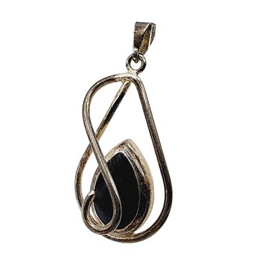 Vintage Sterling Mexico Onyx Spiral Pendant 8.1g