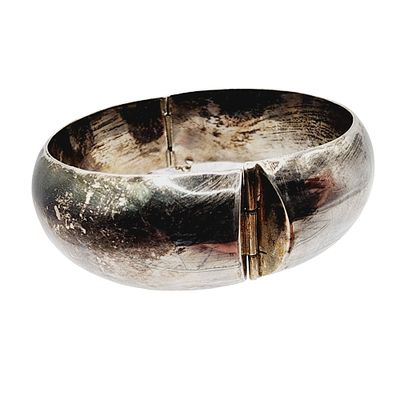Taxco Mexico Vintage Sterling Wide Hinge Bracelet. Taxco TC-04 Mexico Vintage Sterling Wide 